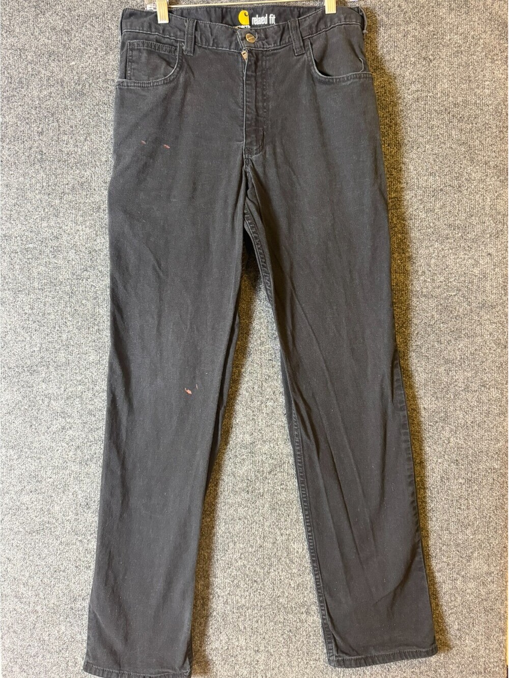 Carhartt Pants Mens 31x34 Black Canvas Work Dungaree Straight Relaxed Fit